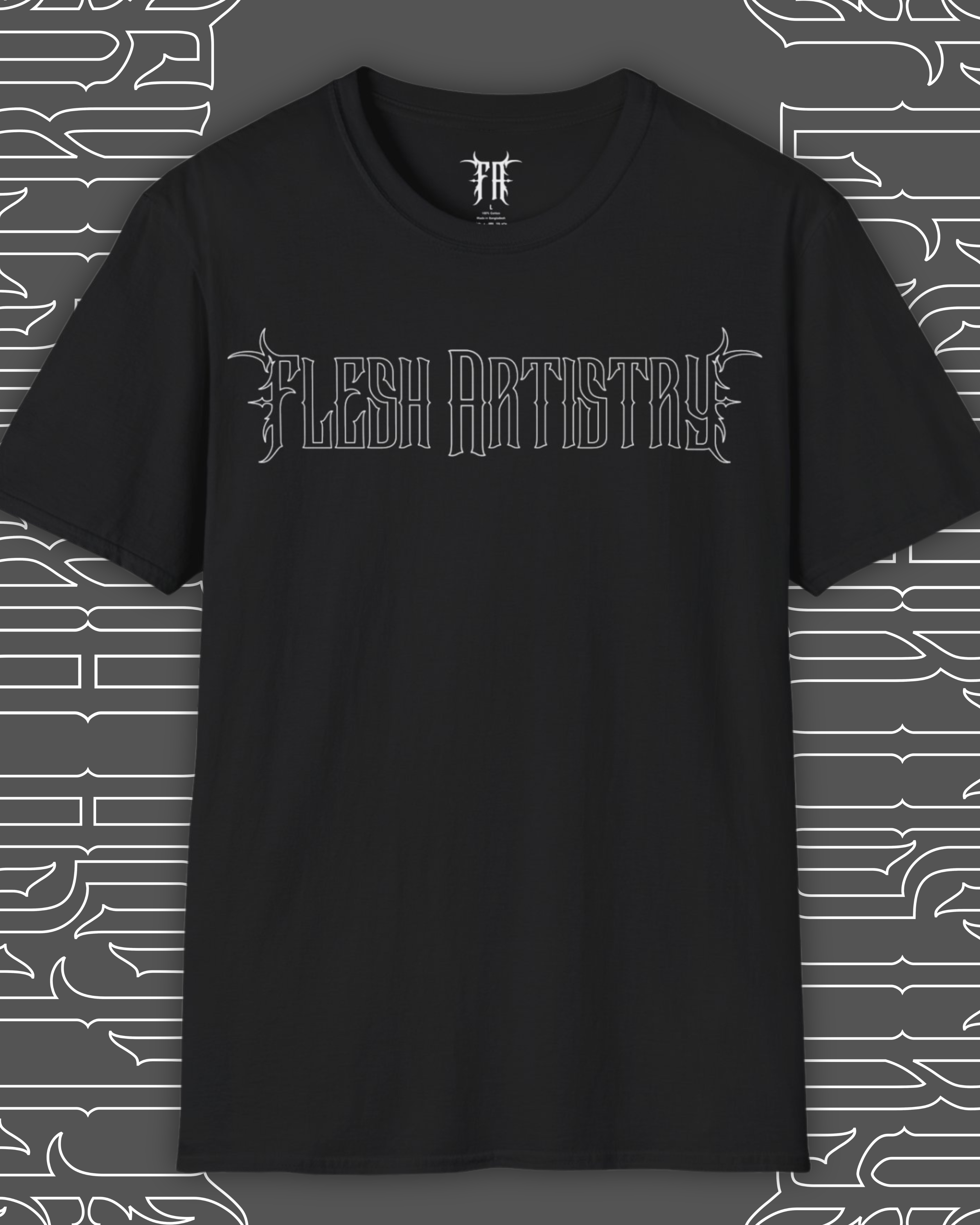 Flesh Artistry Outline Logo - Black T-Shirt